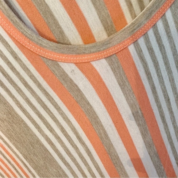 Calvin Klein Dress Sz 6 T-Shirt Dress Midi Striped Peach Grey Sleeveless - Picture 13 of 14